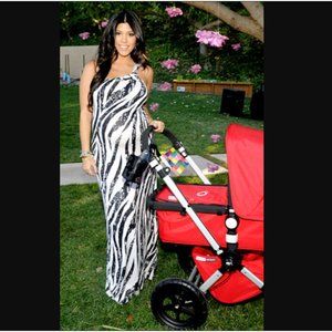 DVF Diane von Furstenberg MICHAELA Zebra One Shoulder Silk Maxi Dress